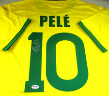 Pele / Autographed Team Brazil Pro-Style Yellow Soccer Jersey / PSA/DNA picture