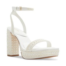 Women's ALDO Lulu Pearl Two-Piece Platform Dress Sandals White Mixed SZ 8 picture