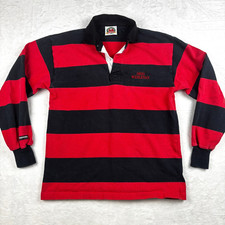 VTG Barbarian Rugby Shirt Mens L Red Black Striped Ohio Wesleyan University OWU picture