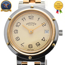 ▶️Vintage [Exc+5] HERMES Clipper 24mm Cream Dial Quartz Women's Watch From JAPAN picture