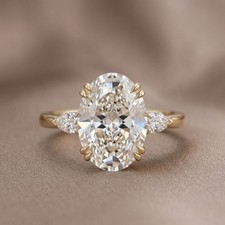 2.40Ct Oval-Cut VS1 Lab Grown Diamond Wedding Engagement Ring 14k Yellow Gold picture