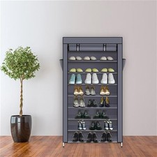 Shoe Rack 10-Tier, Tall Narrow Metal Shoe Organizer with Dust Cover, 11.2 x 1... picture