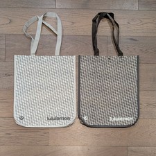 Lululemon Large Lot 2 Reusable Shopping Tote Lunch Bags ❤️ Brown Tan Goyard *NEW picture