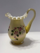 Fenton Glass Pitcher Vase Signed Honey Gold Diamond Optic Overlay - Bill Fenton picture