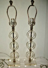 Mid Century Stacked Glass Rings Lamps Chrome Elegant 1970s Art Deco Style HWR picture