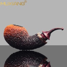MUXIANG Handmade Briar Apple Tobacco Pipe Wood Air Chamber Carved Pipe Gradient picture