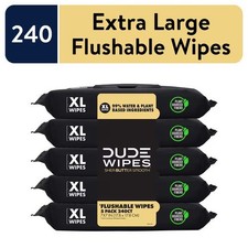 DUDE Flushable Wipes, Extra Large Shea BUTTer Smooth Wet Wipes, 240 Count picture