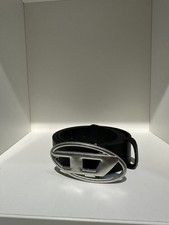 Diesel Belt Black & Silver Oval D Logo Buckle Unisex Streetwear Y2K New Narrow picture