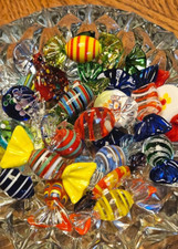 24Pcs Handmade Vintage Murano Style Various Glass Sweets Candy Ornaments Gift picture