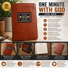 One Minute with God for Men – 365 Devotions (Brown Faux Leather) Fast ship... picture