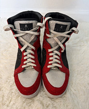 Philipp Plein Men's High-Top Lace-Up Sneakers Red/Black/Silver Skull picture