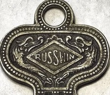 Gorgeous Antique Russwin Brass Double Dragon Ornate Lock Key #746114 NICE PATINA picture