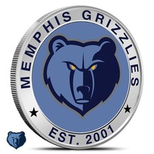 1 oz Colorized NBA Memphis Grizzlies Silver Round (BU) picture