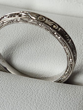 Vintage Style Engraved 14k White Gold Ladies Wedding Band Size 7 picture