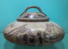VTG studio art pottery lidded casserole Dish artist Malcolm Gear picture