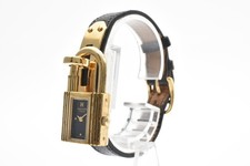[EXC+5] HERMES Kelly black gold Padlock  Quartz Women Vintage Watch Japan picture