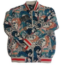 VIP Collection Faces Tapestry Bomber Jacket Retro Graphic Streetwear Mens L picture