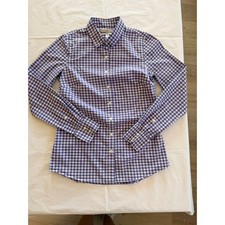 J.Crew Perfect Shirt Women Size 0 Purple Gingham Excellent Button Down Cotton picture