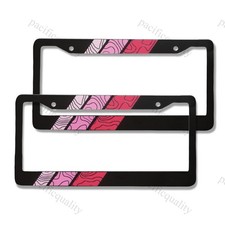 2PCS Retro Stripes TRD Pink Topographic Aluminum License Plate Frame picture