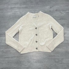 VINCE Beige Cashmere V-Neck Shrunken Button Front Cardigan Women’s Size Medium picture