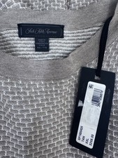 Men’s Waffle Knit Silk Cotton Sweater.  Saks Fifth Avenue NWT. Elevated Luxury . picture