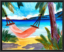 Rutenberg Original 11x14 Ocean Hammock Beach Palm Tree Mixed Media Painting picture