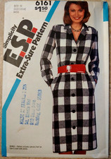 VINTAGE 1983 Simplicity 6161 Misses Dress Front Buttons Long Sleeve Sz. 10-12-14 picture