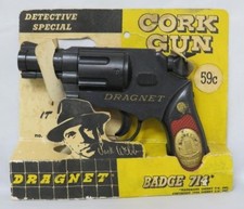 Vintage 1955 Dragnet TV Series Cork Gun Jack Webb (On Card) Knickerbocker - RARE picture