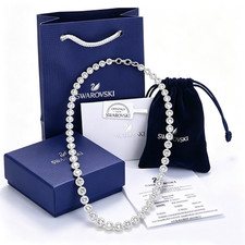100% Authentic Swarovski Angelic Tennis Necklace Round Crystal Silver Gift Box picture