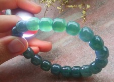 Video Certified Icy Green A JADE Jadeite Beads Bangle Circle Bracelet 712278 AS picture