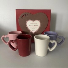 (4) Williams Sonoma ~ HEART Handle MUGS Coffee Cups Amore Love Baci NEW in box picture
