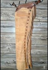 Men Western style Cowboy Suede Leather Horse Riding, Bike riding Chaps picture