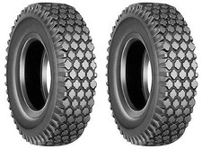 TWO New 4.10/3.50-6 Stud Tread Tires with  2 TR87 Bent Stem Tubes 4 Ply Rated picture