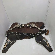 Vintage 1950s Hopalong Cassidy Geo Schmidt Cap Gun Pair Double Holster Belt picture