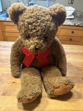 FAO Schwarz Fifth Avenue 20” Brown Teddy Bear w/Red Bow picture