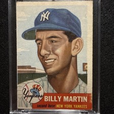 1953 Topps Base Card #86 Billy Martin 2nd Card World Champion New York Yankees picture