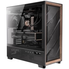 lux Pro Full-Tower E-ATX PC Case, 6 PWM Fans Included, Black 6 PWM Fans, Walnut picture