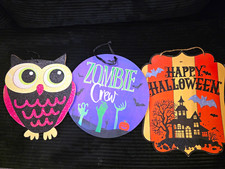 Halloween Wood Hanging Signs Set: Owl, 