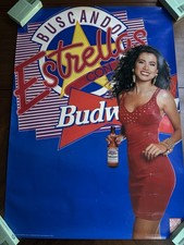 BUD 1992 Budweiser King Of Beers Poster 18” X 26” Buscando Estrellas Red Dress picture