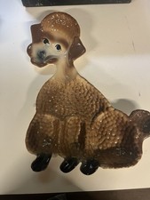 Vintage California Pottery Brown Poodle Dog Hanging Charcuterie Tray MCM USA picture