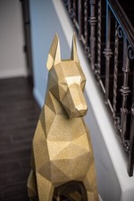 Exclusive Golden Doberman Polygonal Metal Sculpture - Handcrafted Masterpiece picture