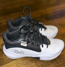 Under Armour Unisex Kids Black/White Colorblock Low Top Lace-Up Sneakers picture
