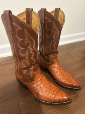 Vintage Tony Lama El Rey Full Quill Ostrich Western Cowboy Boots Mens 9 D picture