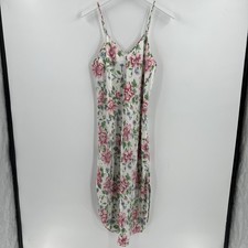 Dentelle Vintage 90s Y2K Floral Satin Slip Dress Nightie Romantic Size Medium picture