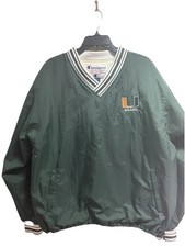 Vintage Champion Miami Hurricanes Pullover Jacket L Green 90s NCAA Classic picture