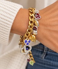Brighton One Heart JF0209 Charm Bracelet Gold Tone Hearts NWT New With Tags picture