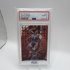 2021-22 Panini Mosaic JALEN GREEN Rookie RC Red Prizm SP Rockets #206 PSA 10 picture