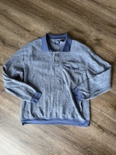 Vintage 90s John Blair Blue Long Sleeve Textured Polo Sweater XL picture