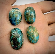20g. Beautiful Sky Blue Turquoise gemstone feroza Oval shape with pyrite #4 Pcs picture