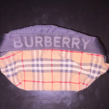 Burberry Nova Check Waist Pack Logo Strap Black/Beige Nylon Zipper 2 Pockets picture